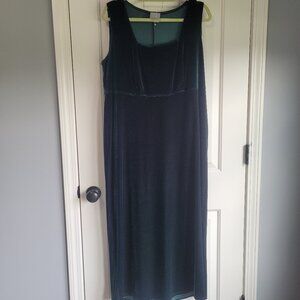 Vintage Dark Green Velvet Dress Womens Size 14